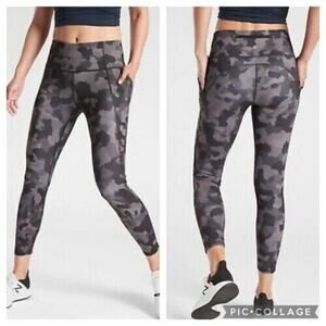 ATHLETA Womens Size XS Lightning Camo 7/8 Tight Leggings Black Supersonic